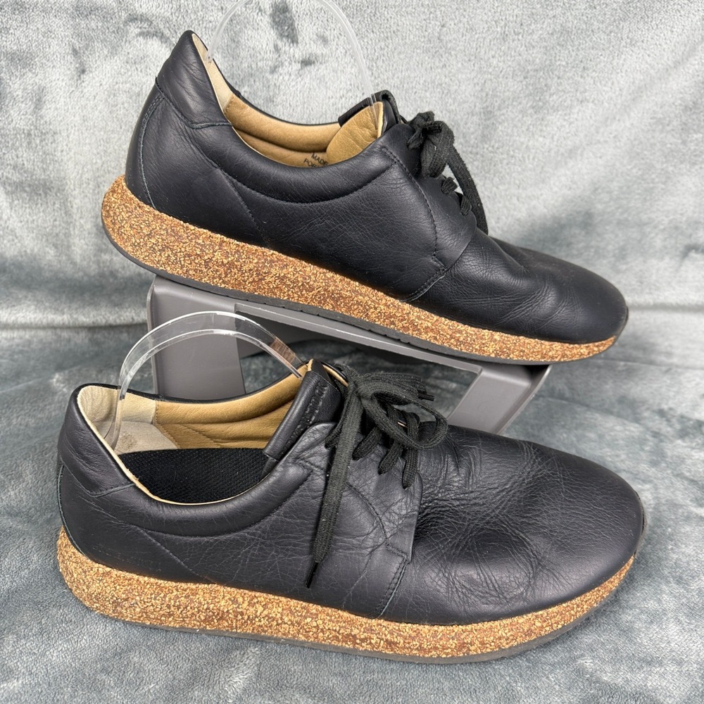 Birkenstock‎ Lace Up Leather Shoes Oxfords Cork Sole Black Mens - Picture 5 of 10